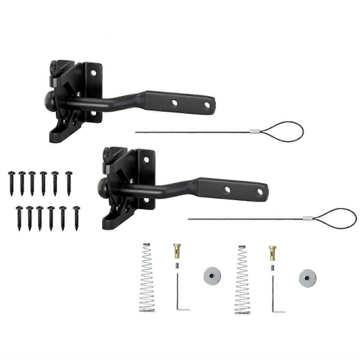 2 Pack Self Locking Gate Latch with Steel Spring Cable Pull String