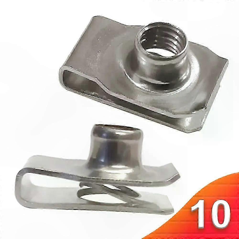 10Pcs U-Type Clips with Threaded Nuts for Automotive & Motorcycle Applications, M4-M8 Sizes
