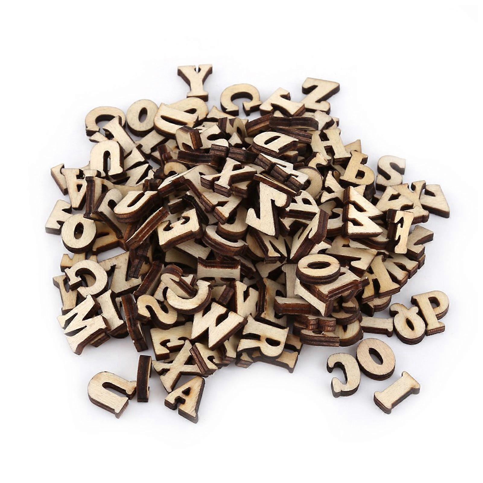 200Pcs Mixed Wooden Letters Unpaint DIY Decorations Kids Early Learning Toys (#1 Letters)
