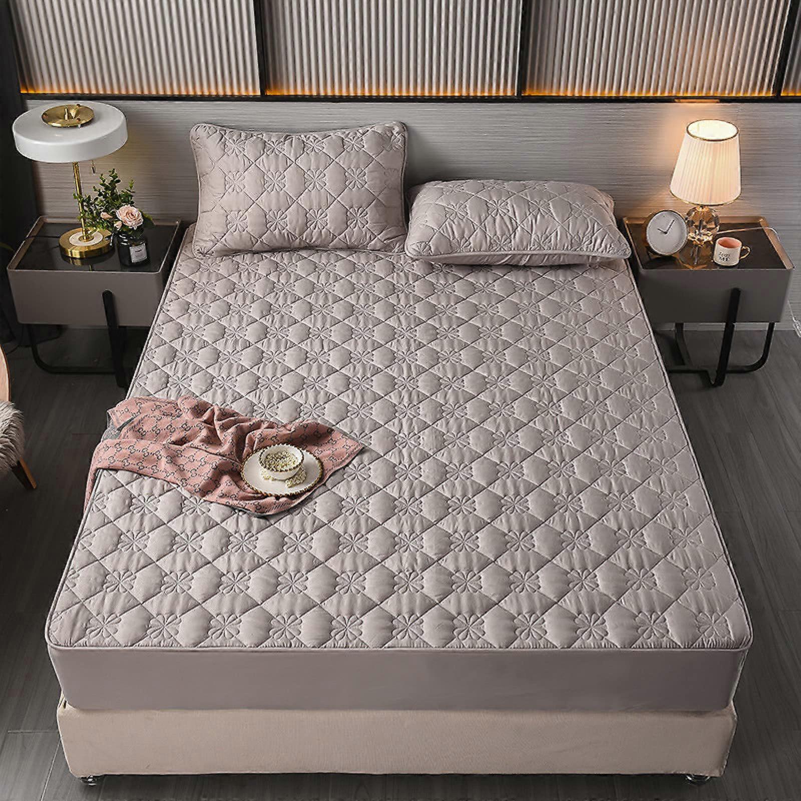 Fitted Bed Cover Mattress 90x20028cm, Quilted Mattress Protector, Extra Deep Fabric Skirt, Model Jn12