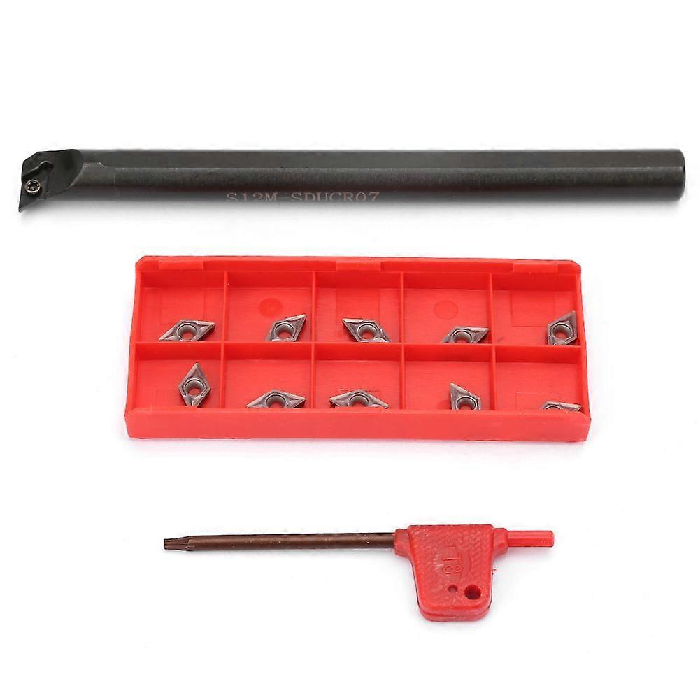 S12m sDUCR0 Lathe Grooving Turning Tool Holder 10pcs DCMT0702 Carbide Inserts Wrench
