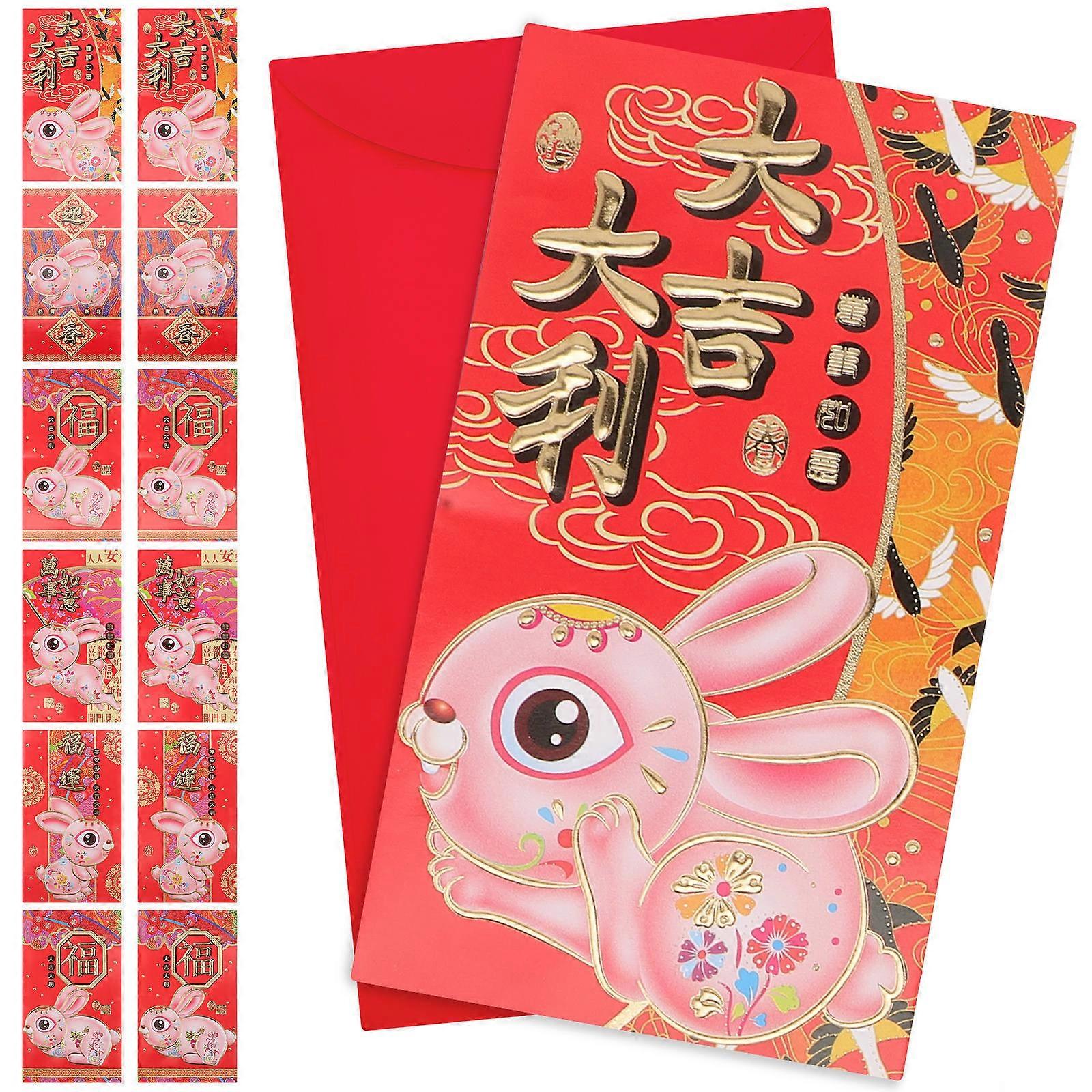 Cartoon Red Envelope Paper Red Packets for Storage Use 60Pcs Pink