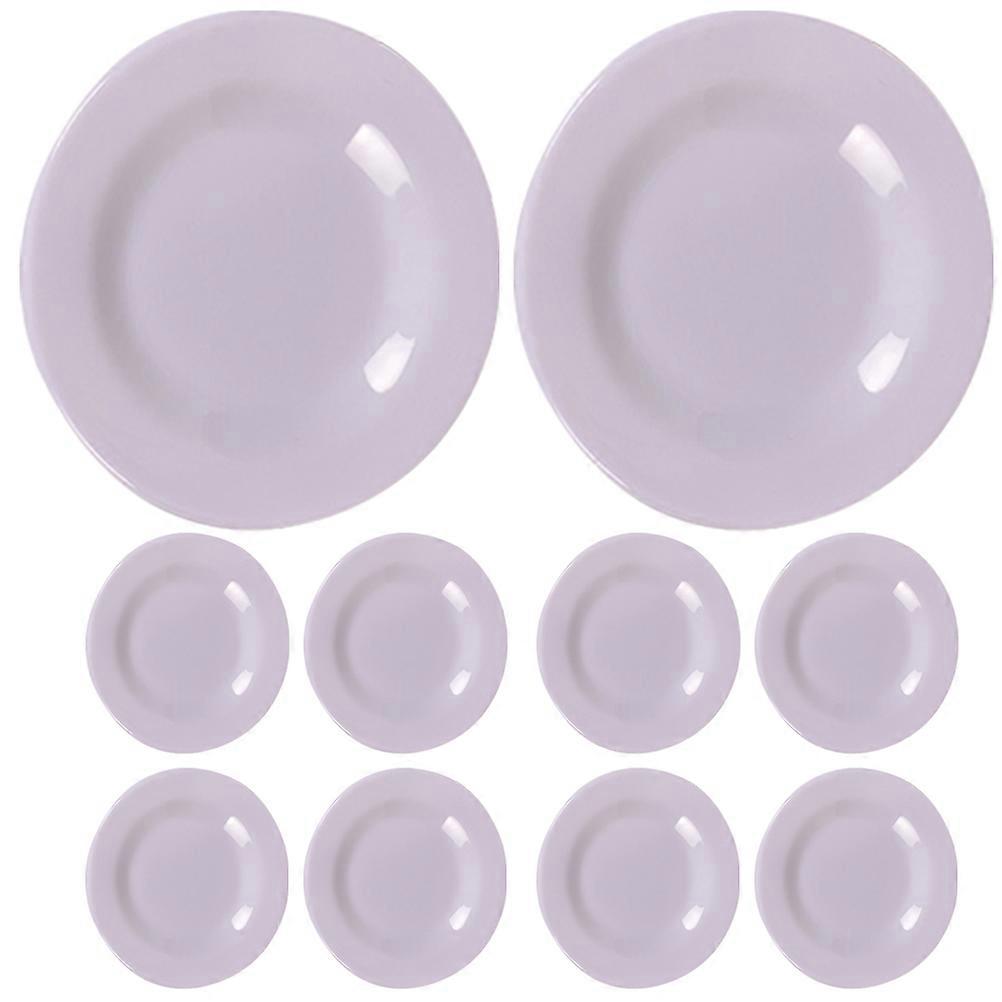 White Plastic Miniature Plate Model for Decor Doll Tableware 50Pcs