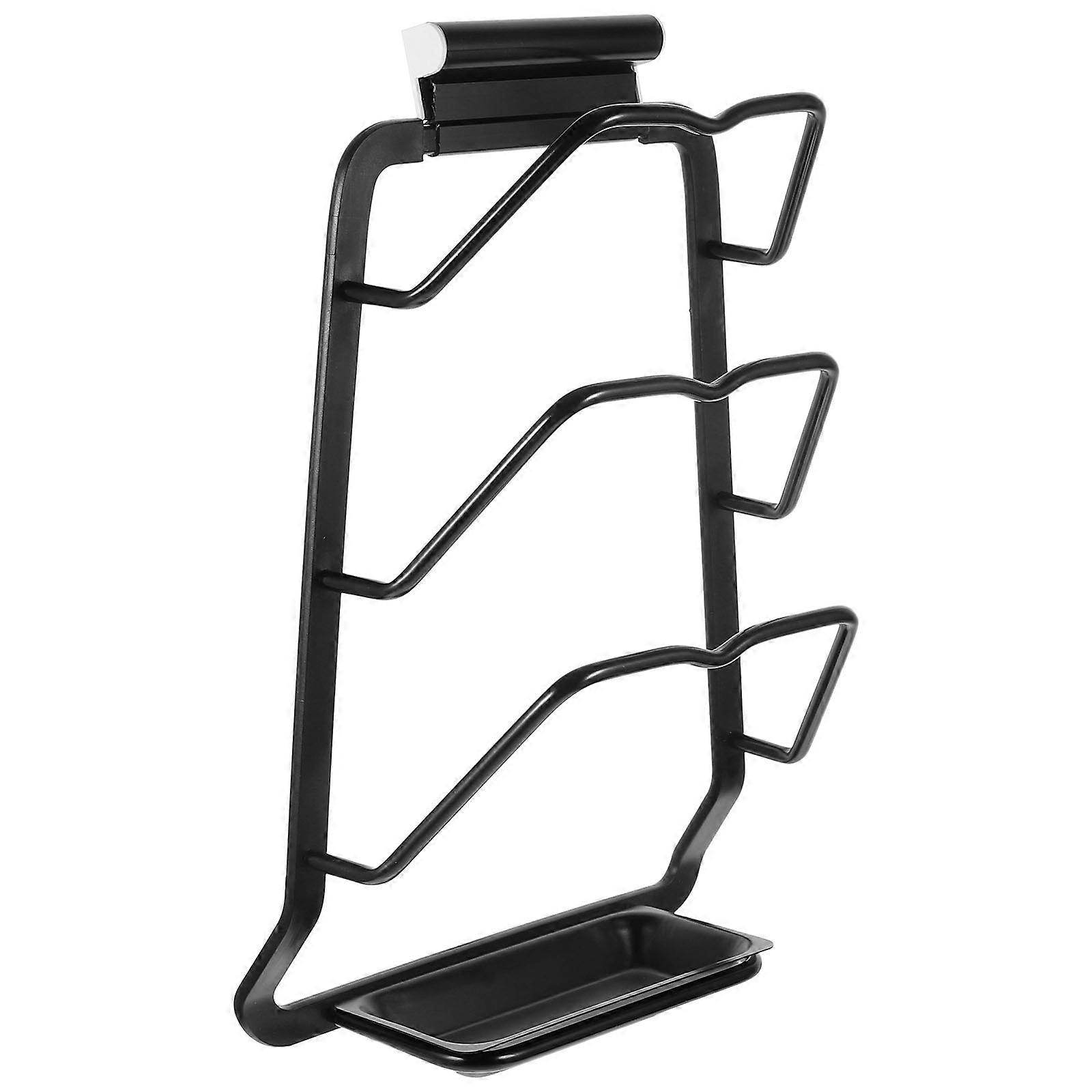 Kitchen Pot Lid -Mounted Organizer for Lid Storage 3Pcs Black