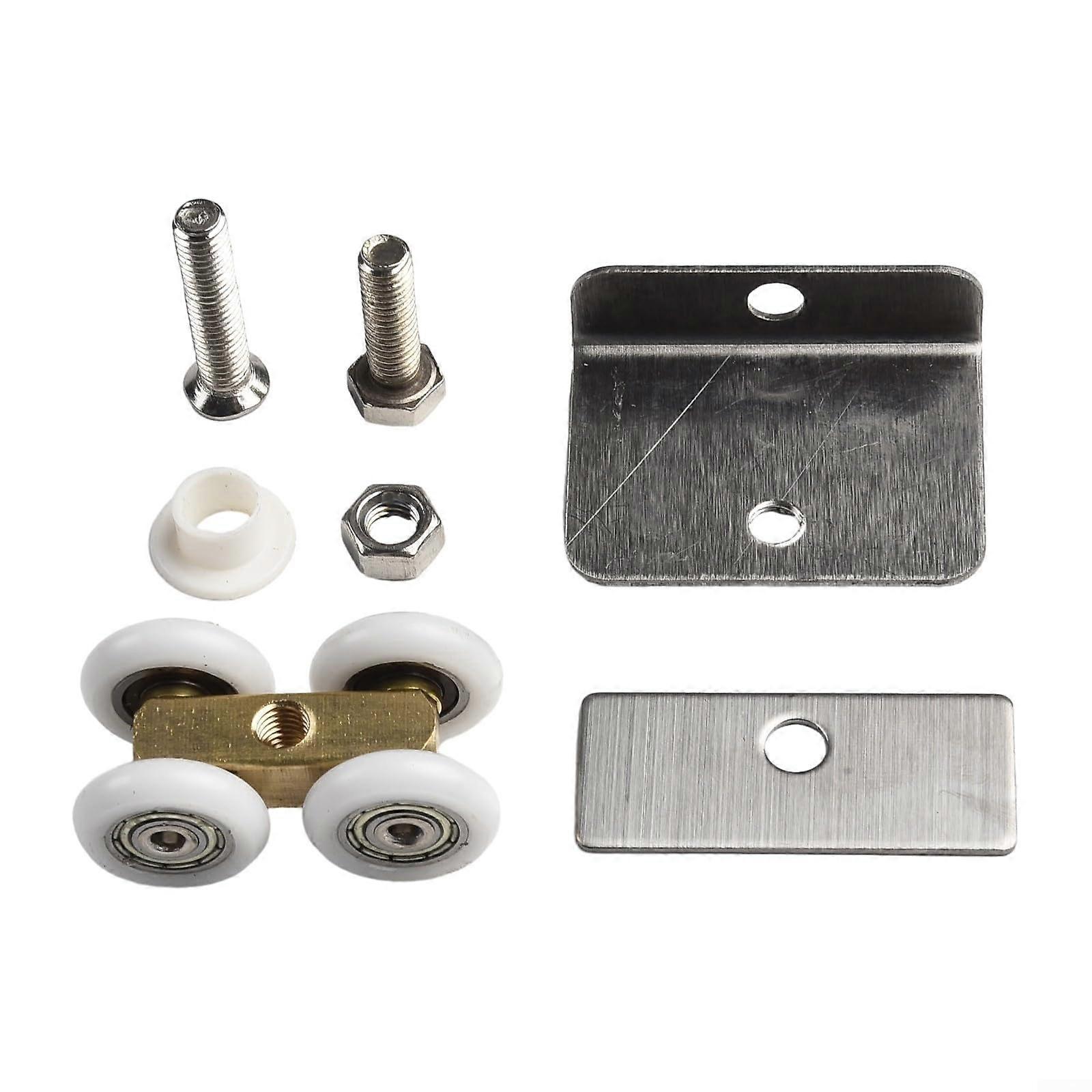 Copper Fourwheel Roller for Shower Room Sliding Door Installation, Adjustable Size, Durable Material, Easy to Install