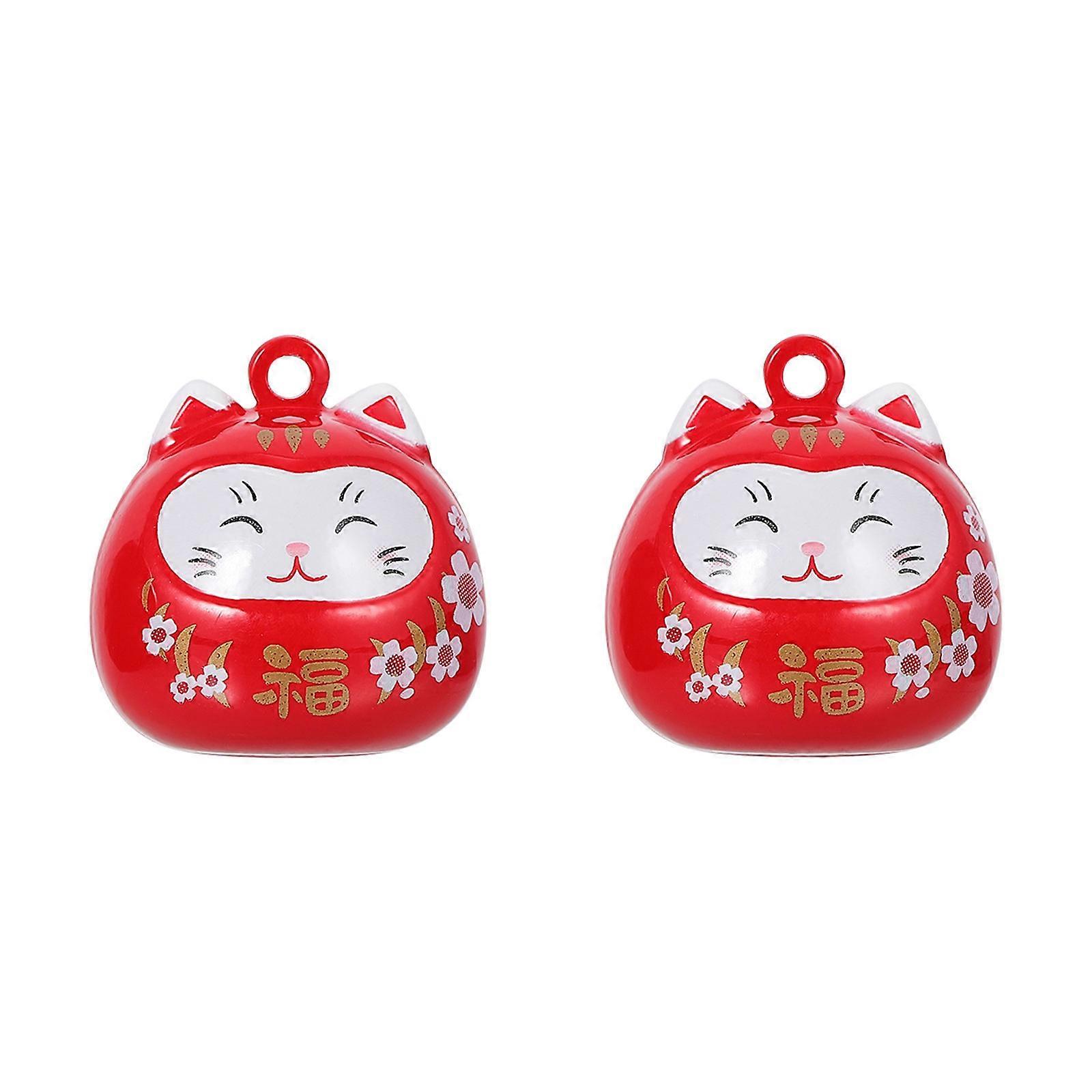 Red Hanging Pendants for Decoration 12Pcs Lovely Fortune Cat Bells