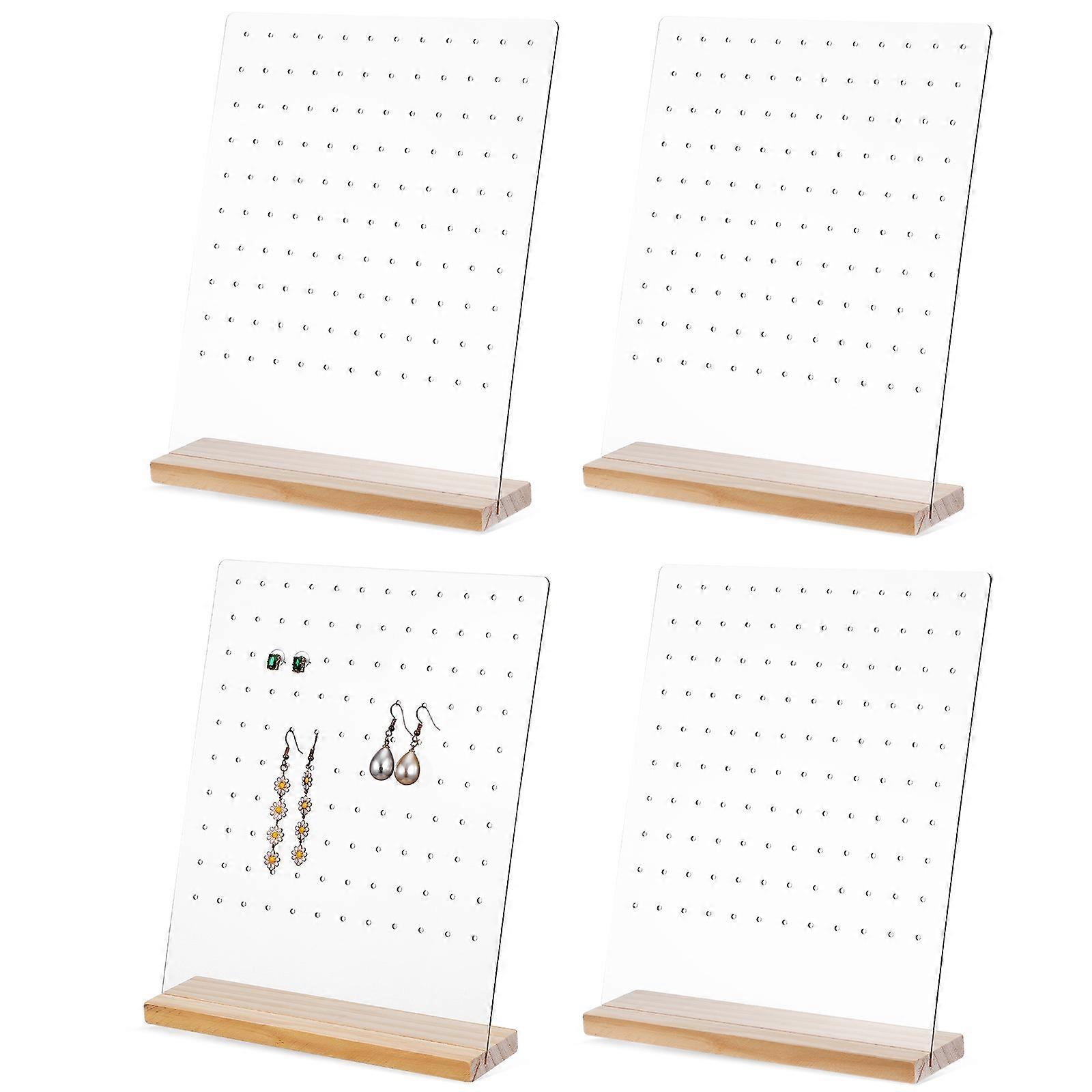 Transparent Stud Earring Display Organizer with Wood Base 12Pcs Holder