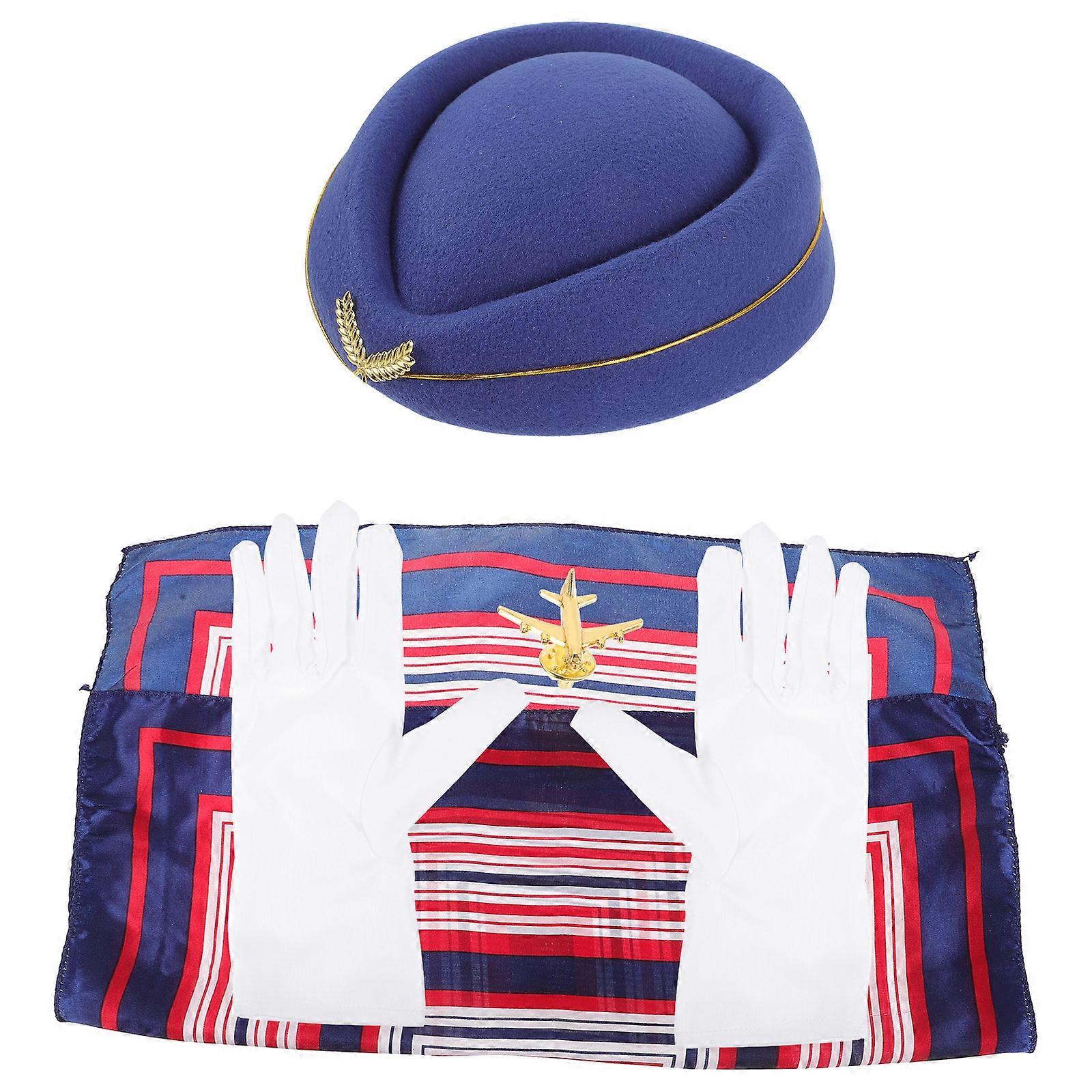 Stewardess Costume Set Flight Attendant Supplies for 4Sets