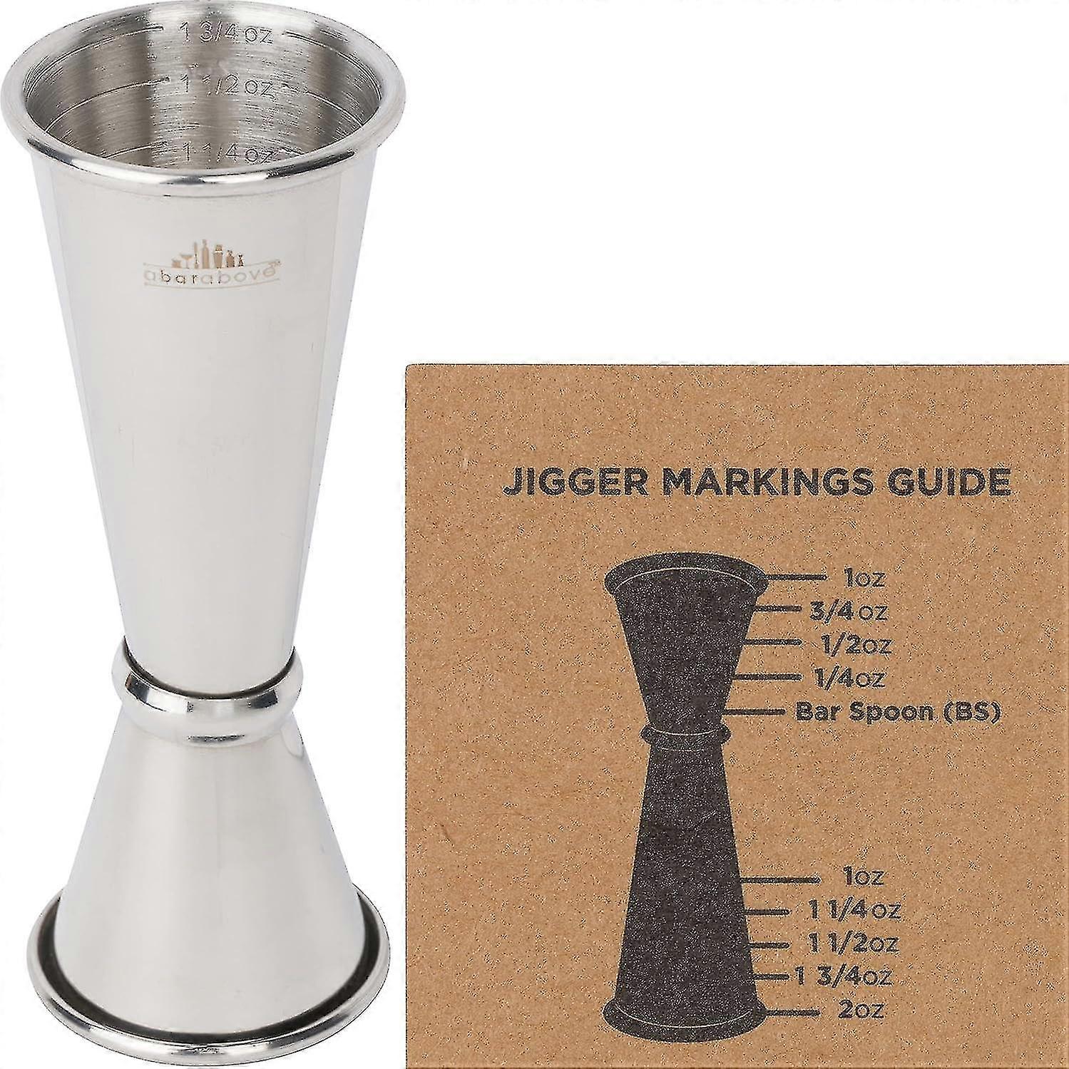 A Bar Above Premium Japanese Jigger With 8 Measurements Inside - Rolled Lip, Double Jigger For Bartending & Measuring Cocktails - Professional & Heavy