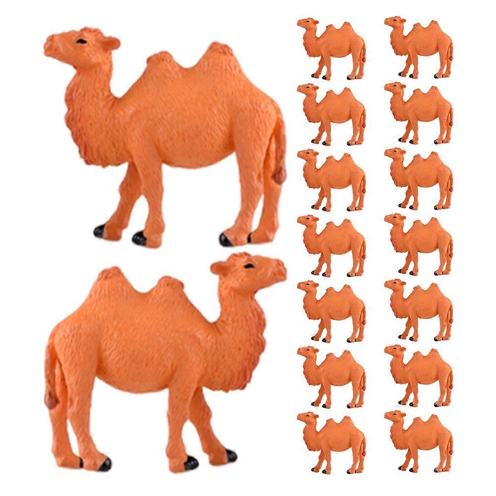 Camel Desk Statue Ornament for Home with 80Pcs Brown PVC Miniature Figurines