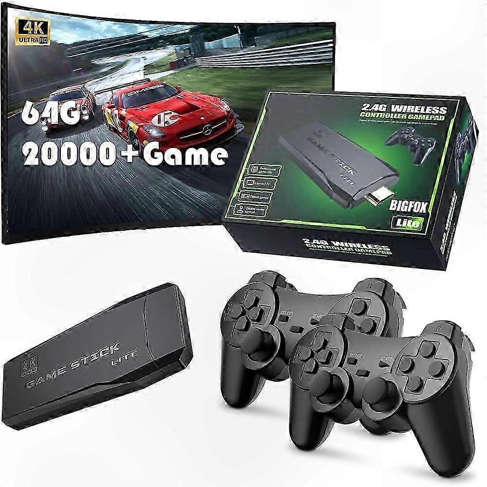 Portable Retro Gaming Console with 2.4G Wireless Controller, 4K Resolution, 64GB Memory, 20000 Built-in Games, Compact Design