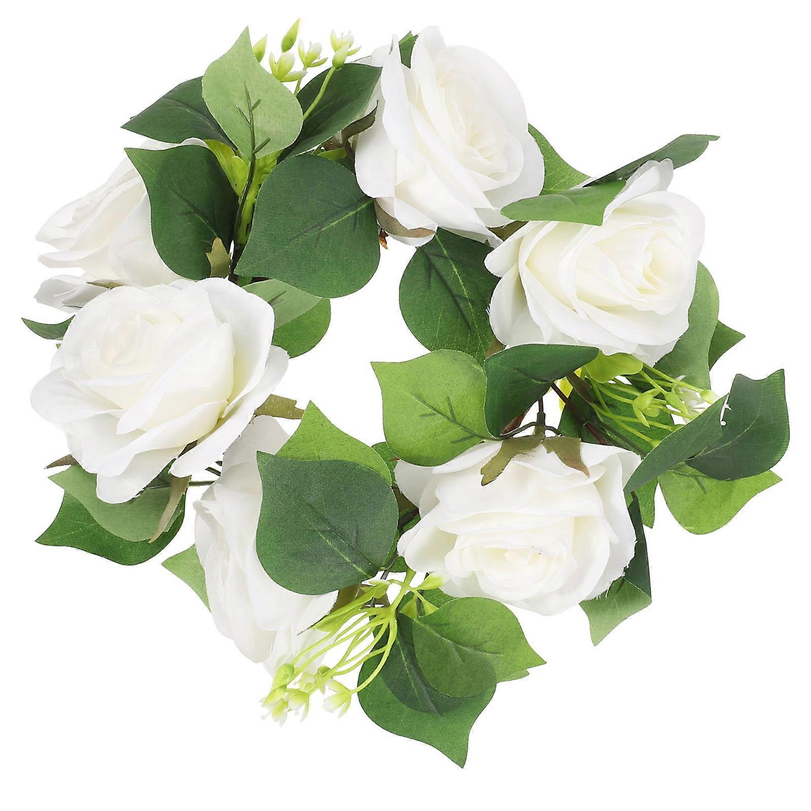 Artificial Flower Wreath Table Centerpieces for Family Party Thanksgiving White Material 1 Set