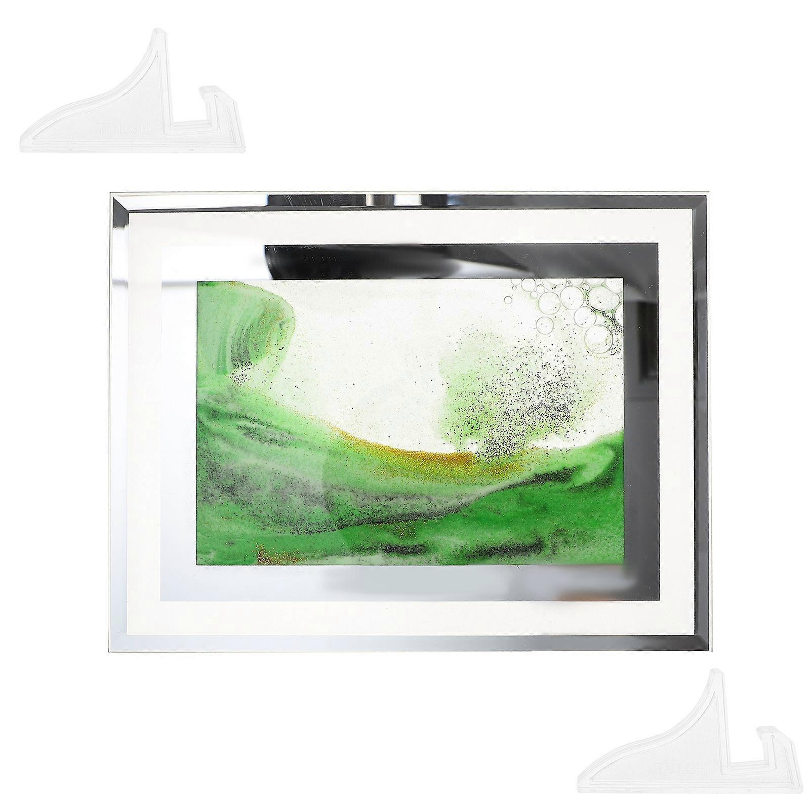Sand Painting Flowing Sand Painting Decorative Desktop Ornament for Home and Office Glass Green with Scratch Resistant Material 1Pack