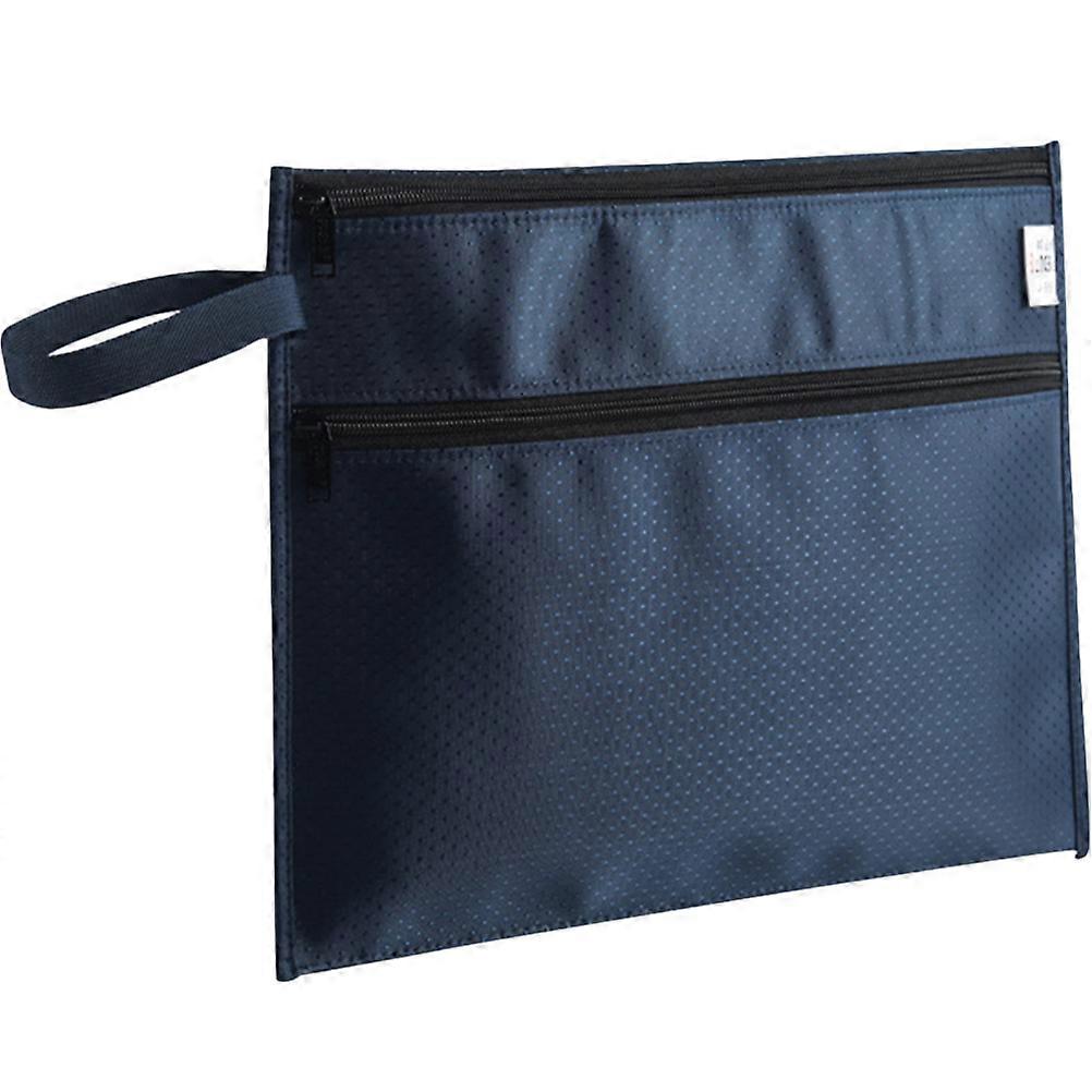 5Pcs Blue Zipper File Bag for Document Storage Oxford Cloth Organizer
