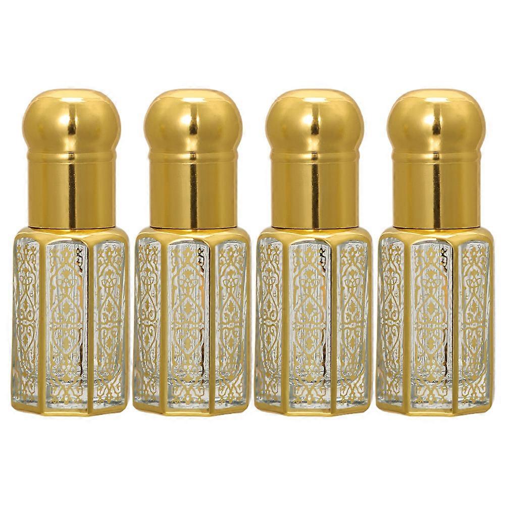 Golden Middle East Perfume Bottles for Storage Use 4Pcs Empty Dropper Vials
