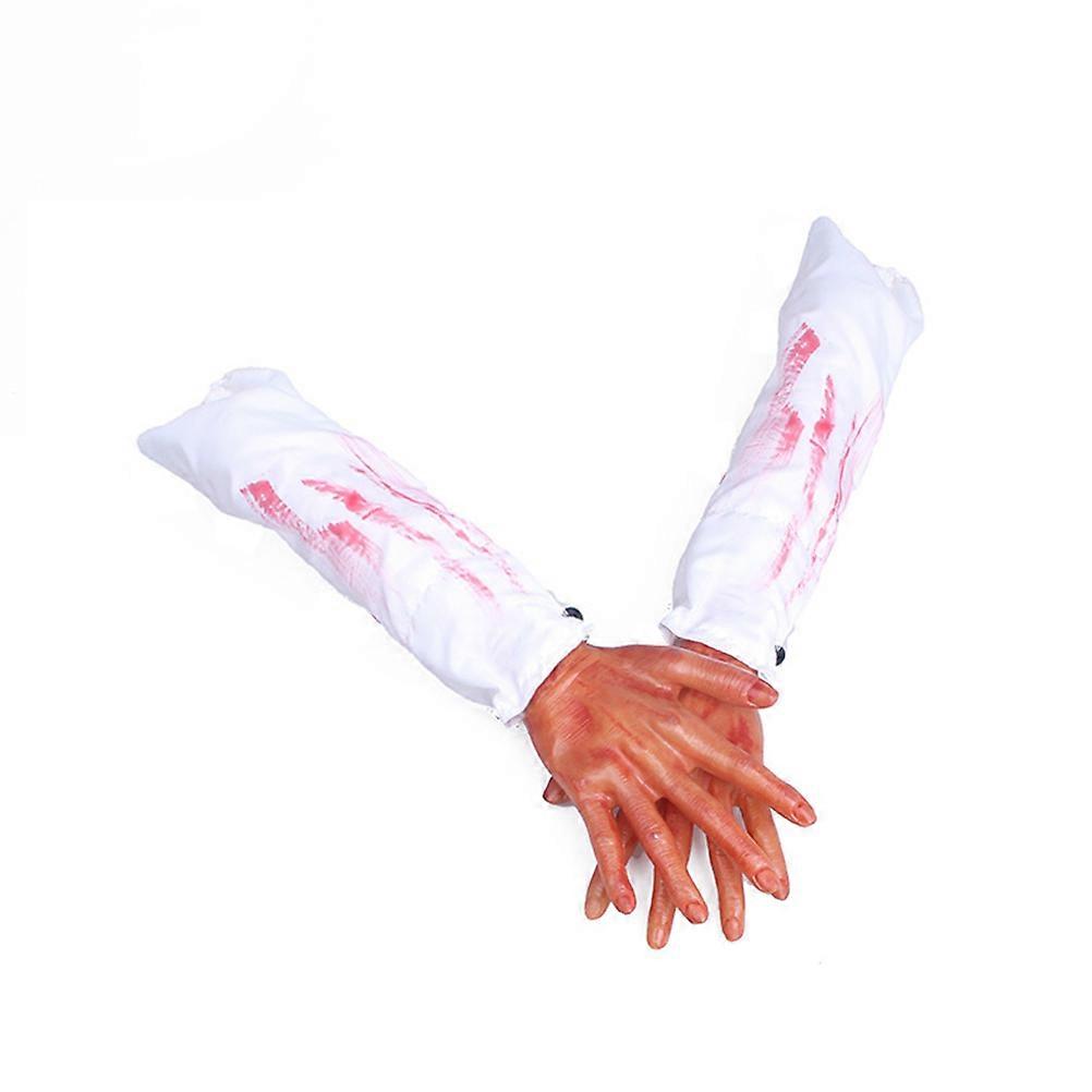 Prank Hand Broken Hand Latex Spooky Prop for Decoration 2Pcs