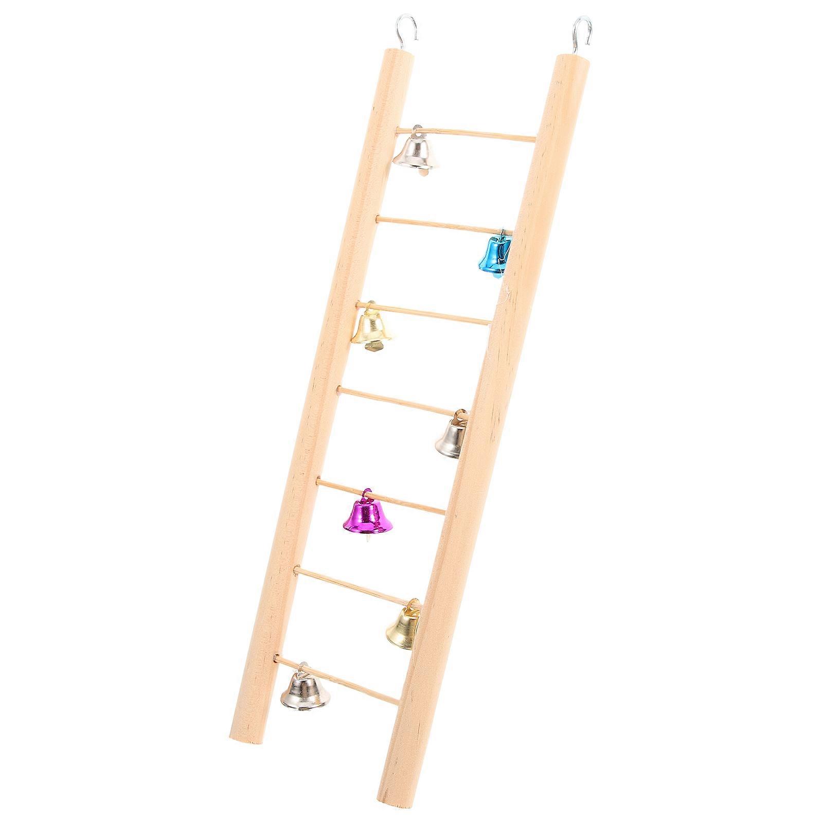 Bird Ladder Wood Ladder for Hamster with 2Pcs Hanging Climbing Toy