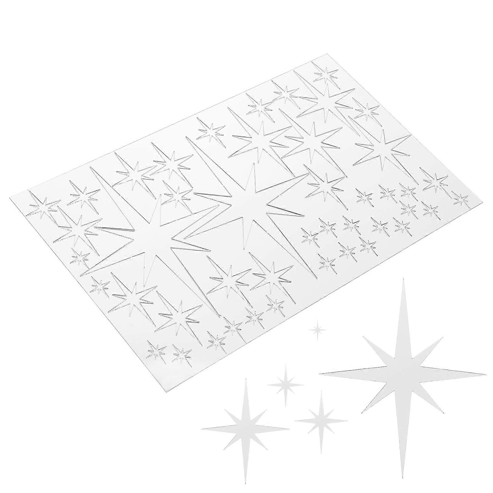 Star Wall Sticker Acrylic Mirror for Decoration 4Sets Silver Wall Decals