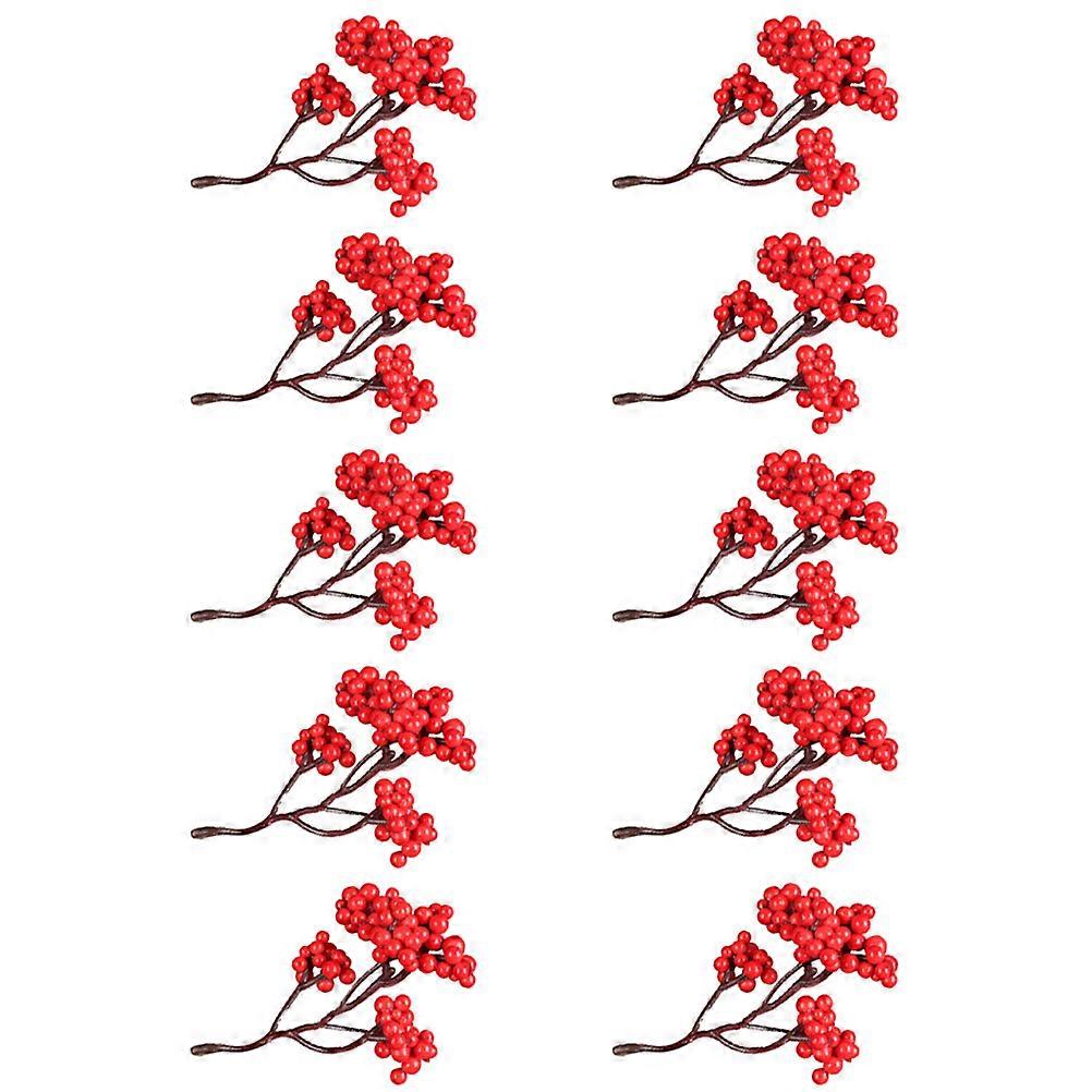 Xmas Artificial Red Berry Branches for Flower Arrangement 40Pcs Decoration