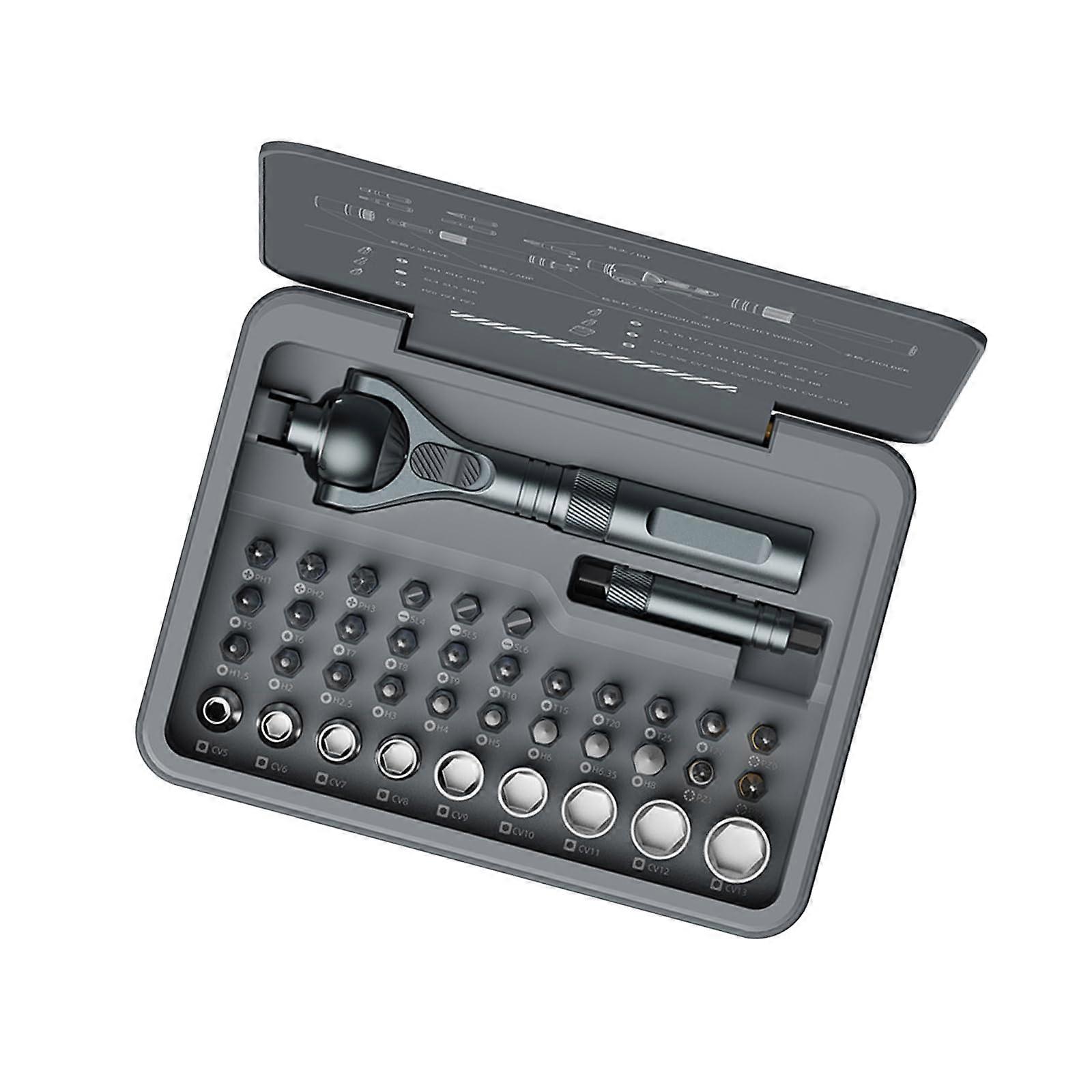 40 in 1 Ratcheting Screwdriver Set Steel With Extendable Handle 28Piece Bit Kit Multifunction Ratchet Wrench
