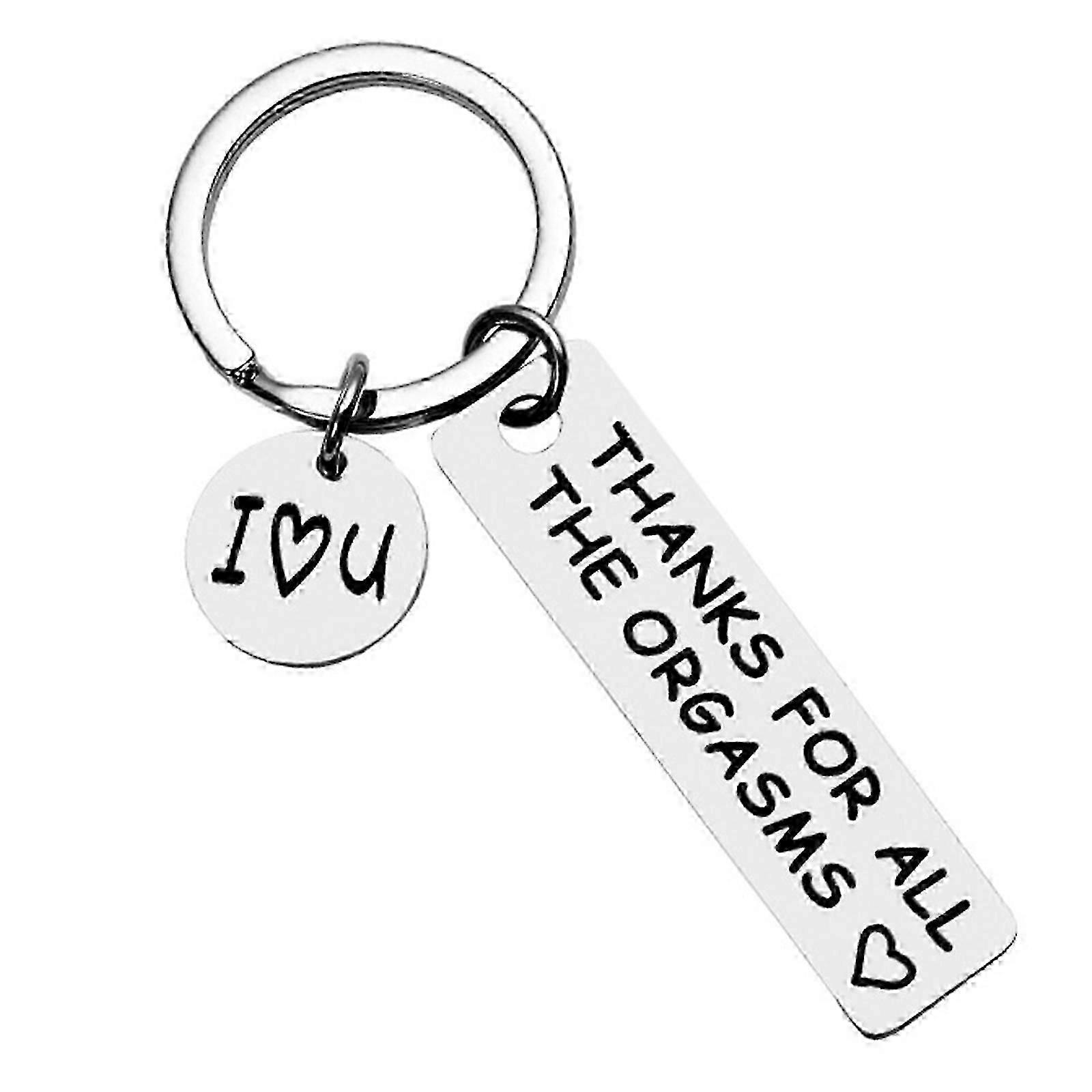 バレンタインデーステンレススチールキーホルダーすべてのオーガズムカップルに感謝します夫妻のためのキーリングファッションジュエリー
