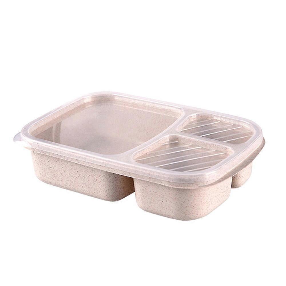 Clearance! Kiteky Wheat Straw Partition Lunch Box Lunch Box Nordic Beige, Bento Case, 1*Lunch Box