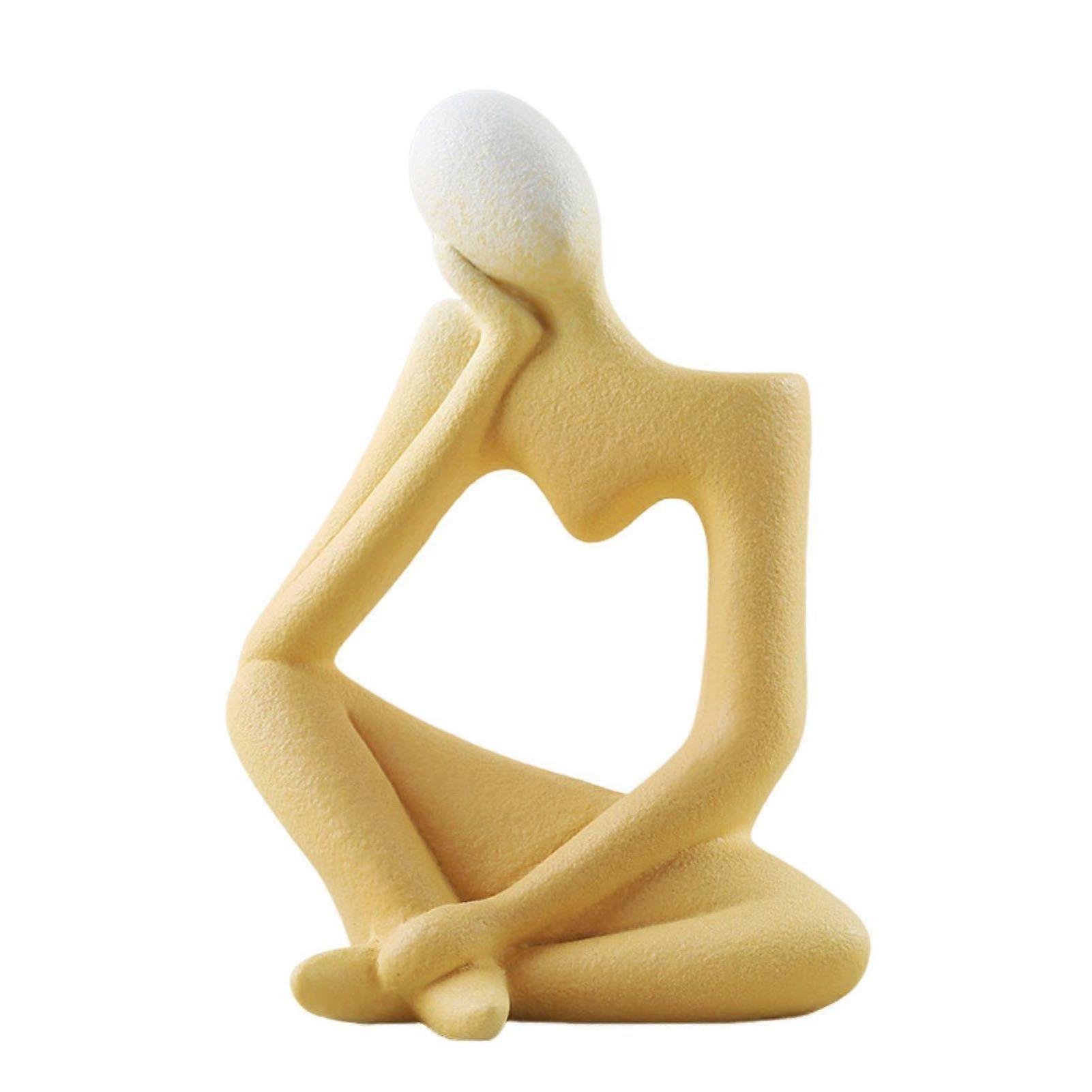 Ceramic Thinker Vase Heart Hollow-out Human-Shaped Vase Abstract Art Decorative Vase for Home Office Desk Shelf Display