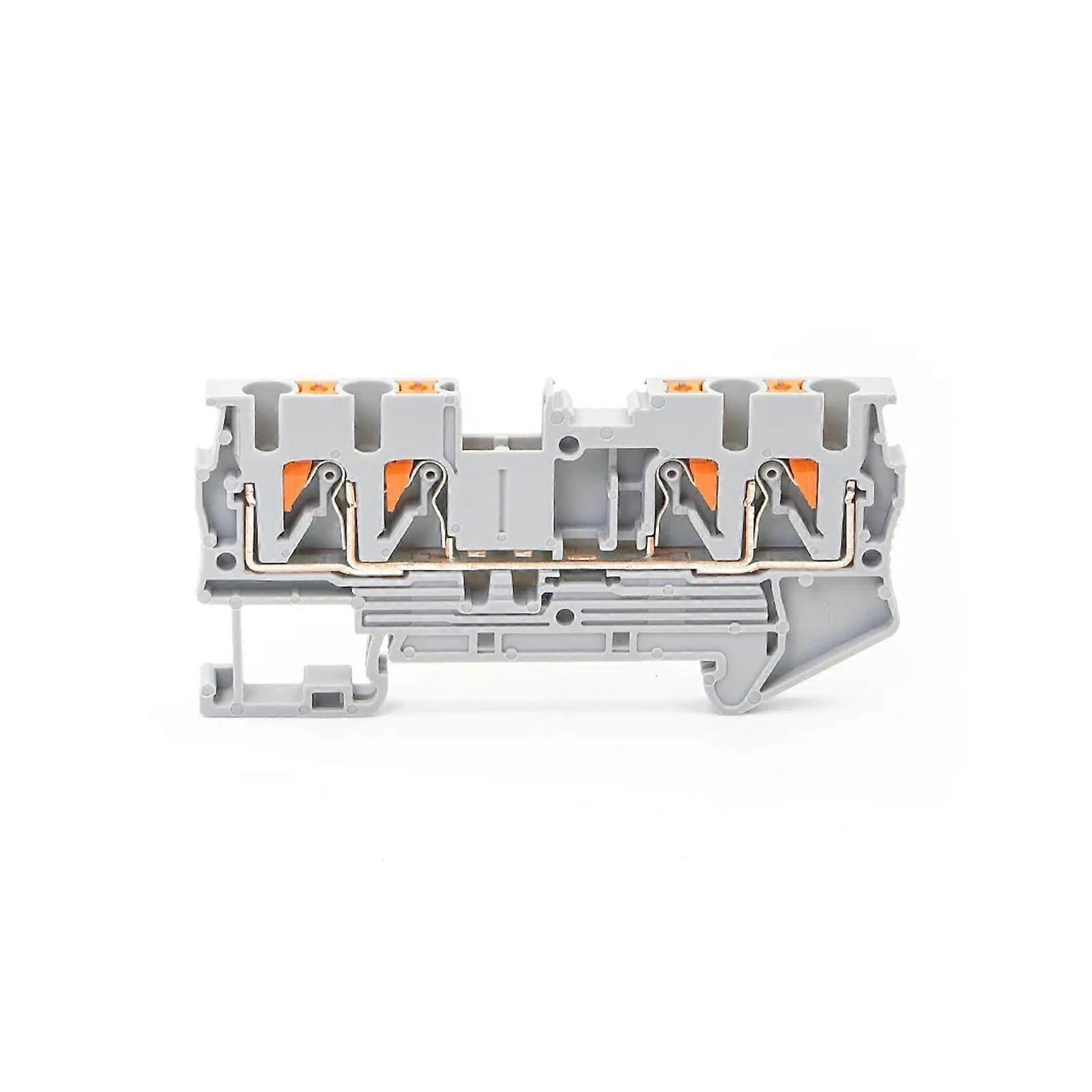 Terminal Block PT2.54Core DIN Rail PushIn Wire Connector Grey 10 Pieces