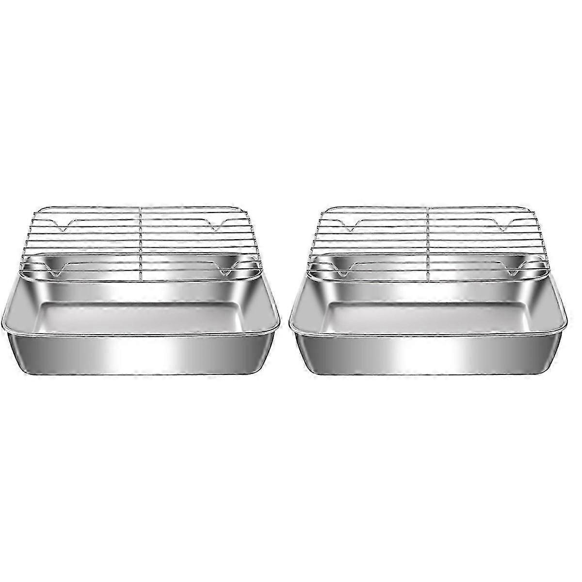 Baking Sheet Set of 2, Stainless Steel Cookie Sheet Baking Sheet Pan, Non Toxics & Heavy Duty & Easy