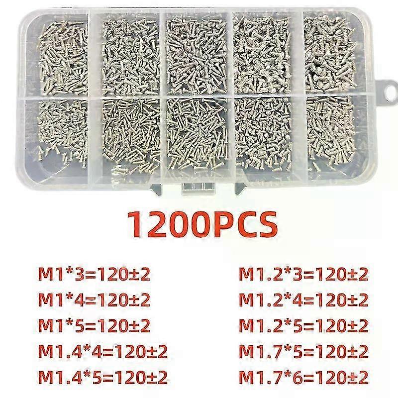 600/1200 sets Miniatuur zelftappende schroeven Miniatuur kruiskop metalen schroeven classificatiekit