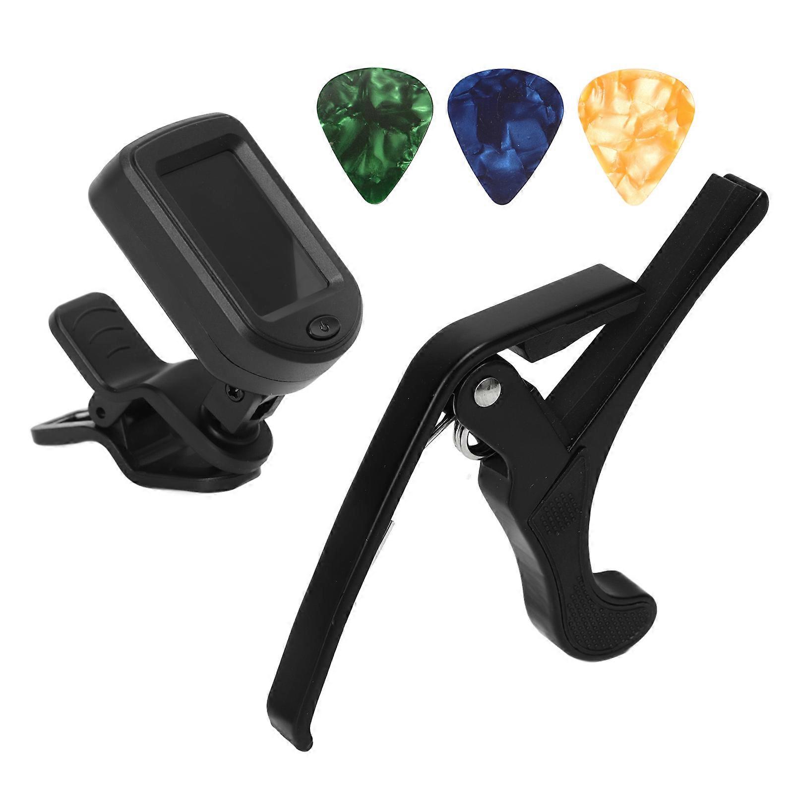 Guitar Capo Pick Tuner Set LED Display Guitar Clear Backlight Reading Accessories Tuner Kit