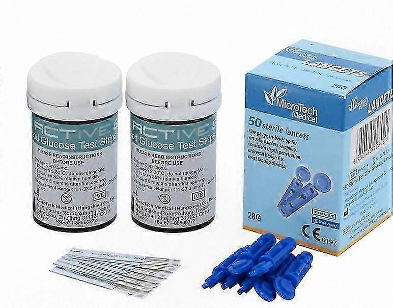 Blood Sugar Monitoring Kit with Testing Strips and Lancets for Home Use (Monitor Not Included)