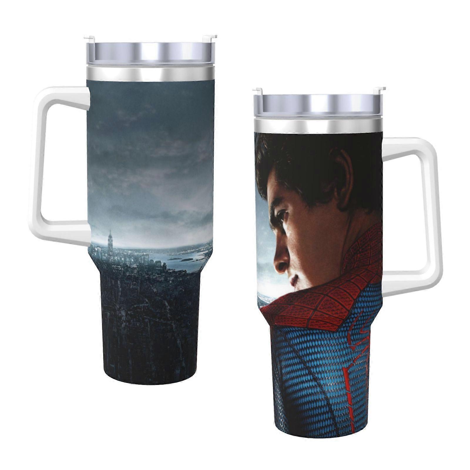 스파이더맨 40oz H2.0 스테인리스 스틸 진공 단열 텀블러 (뚜껑 및 빨대 포함, 물, 아이스티 또는 커피, 스무디용)