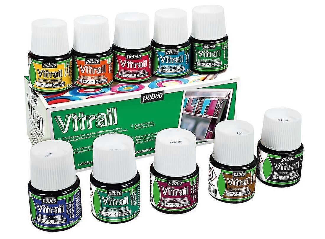 Vitrail Glasfarbe, sortierte Farben, Set mit 10 x 45 ml