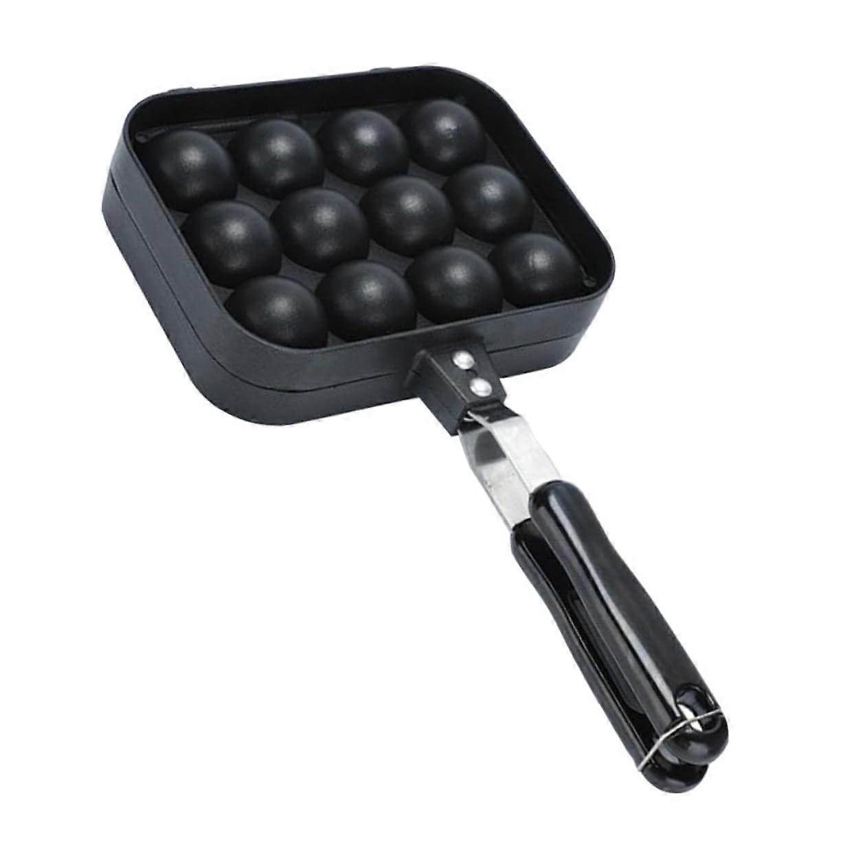 Non Stick Takoyaki Grill Pan Double Sided Heating Mold With Heat Insulated Handle Smooth Surface Cooking Tray