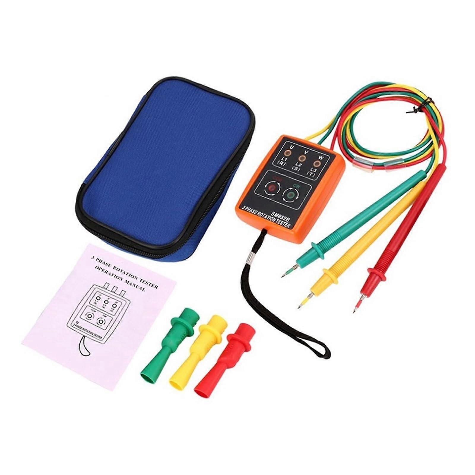 Phase Sequence Tester 3Phase Rotation Indicator Digital Phase Indicator Detector LED Meter Lightweight Portable