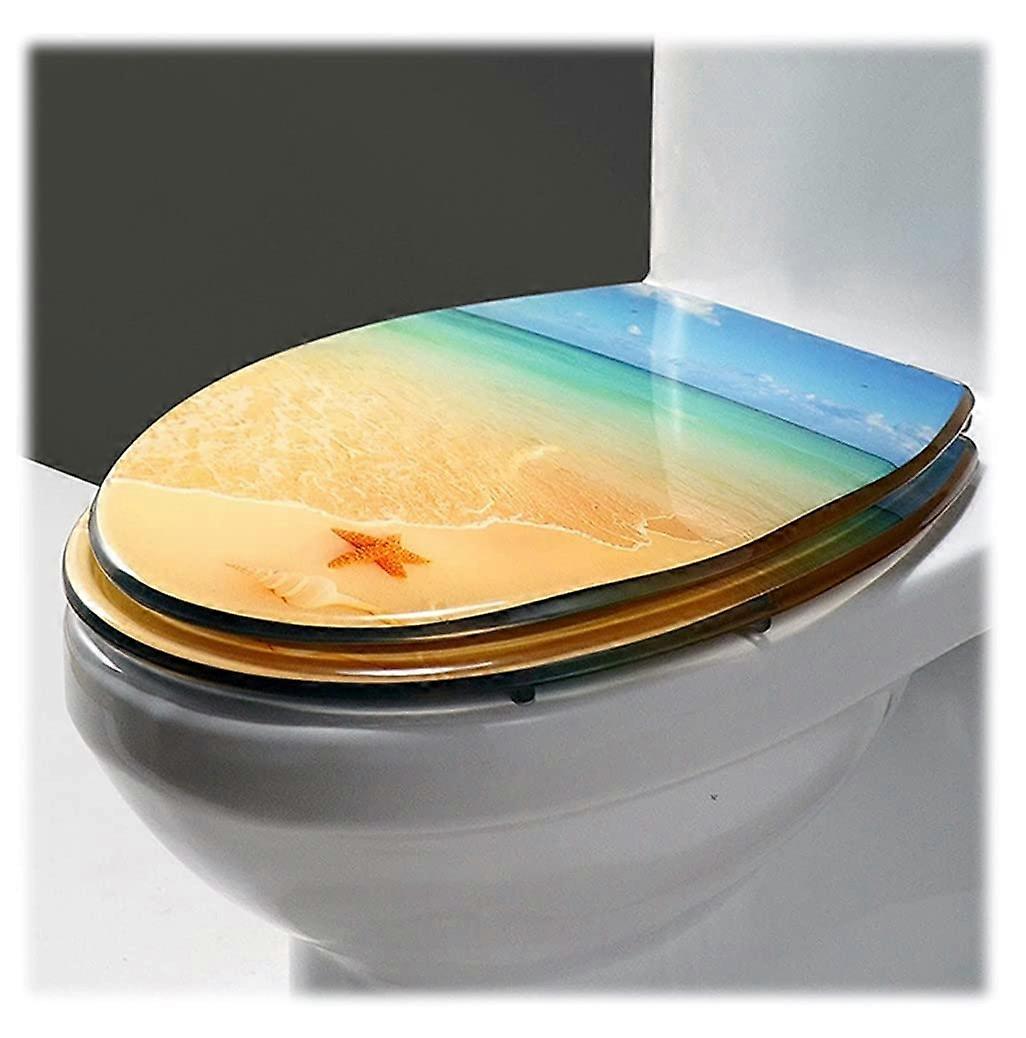 Toilet Seat White SoftClose Glitter Oval Resin, QuickRelease, EasyToClean, Comfortable Bathroom Covers