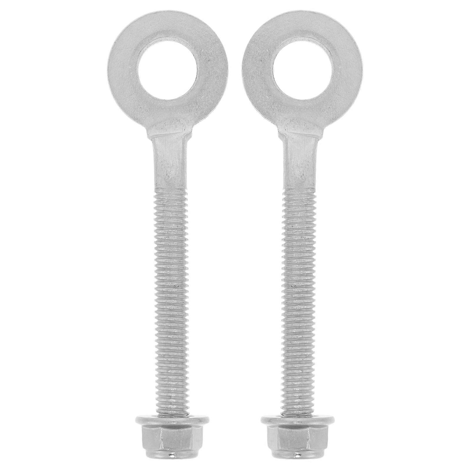 Durable Motorcycle Chain Adjusters Metal Tensioner 2Pcs Set Silver