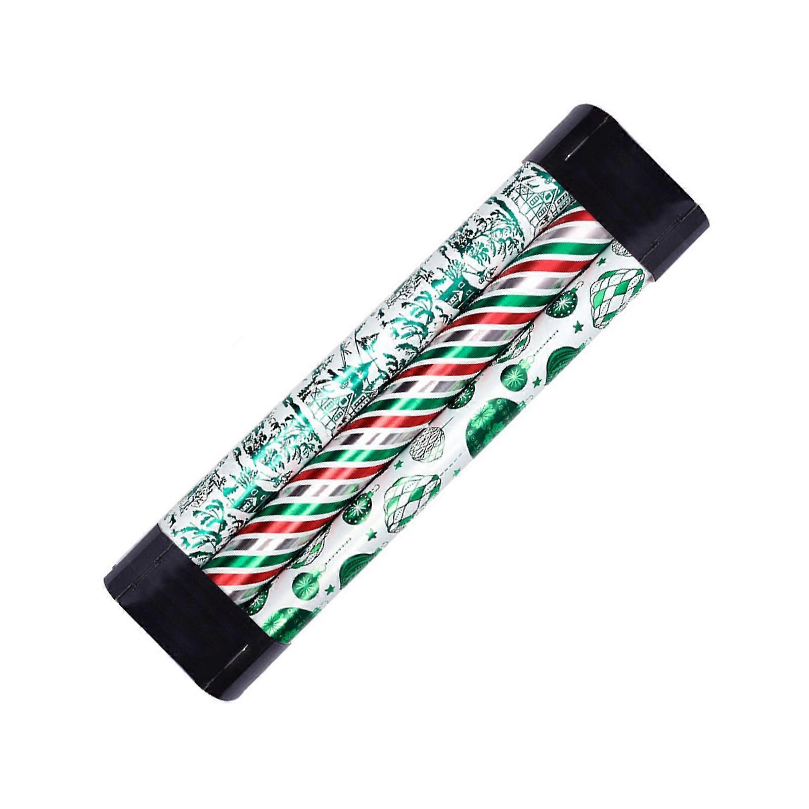 Long Time Use Color Christmas Wrapping Paper 3 Rolls Vibranting Print for Gift Packaging Party Decorations  3