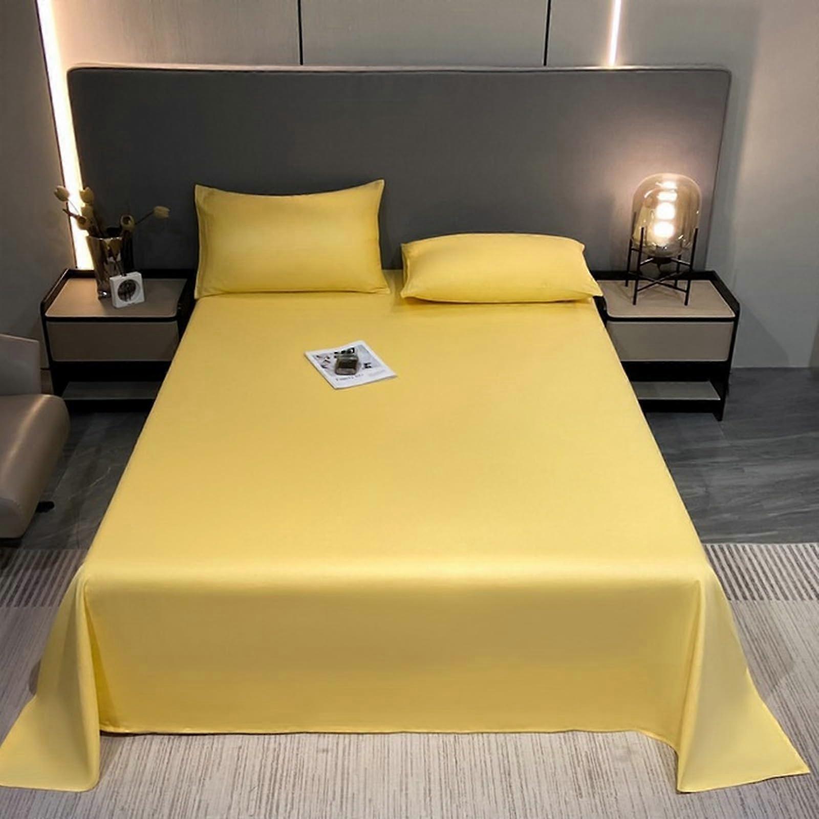 Cotton Flat Sheet 180x240cm Soft Breathable Bed Cover for Single Double Beds Machine Washable