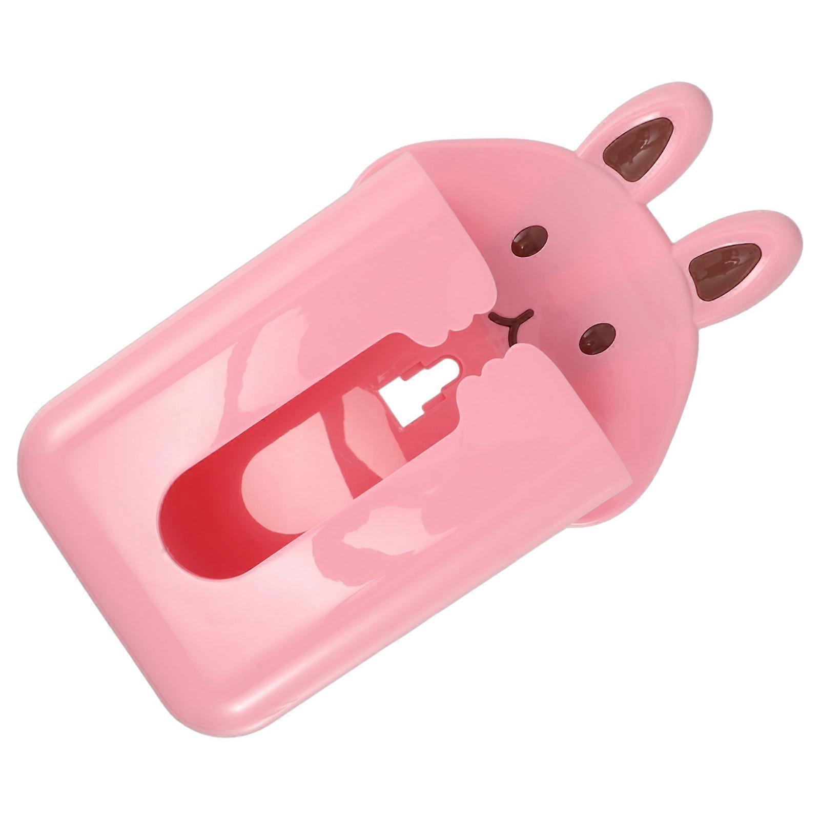 Wall Mounted Rabbit Tissue Box for Bathroom Storage Pink Plastic