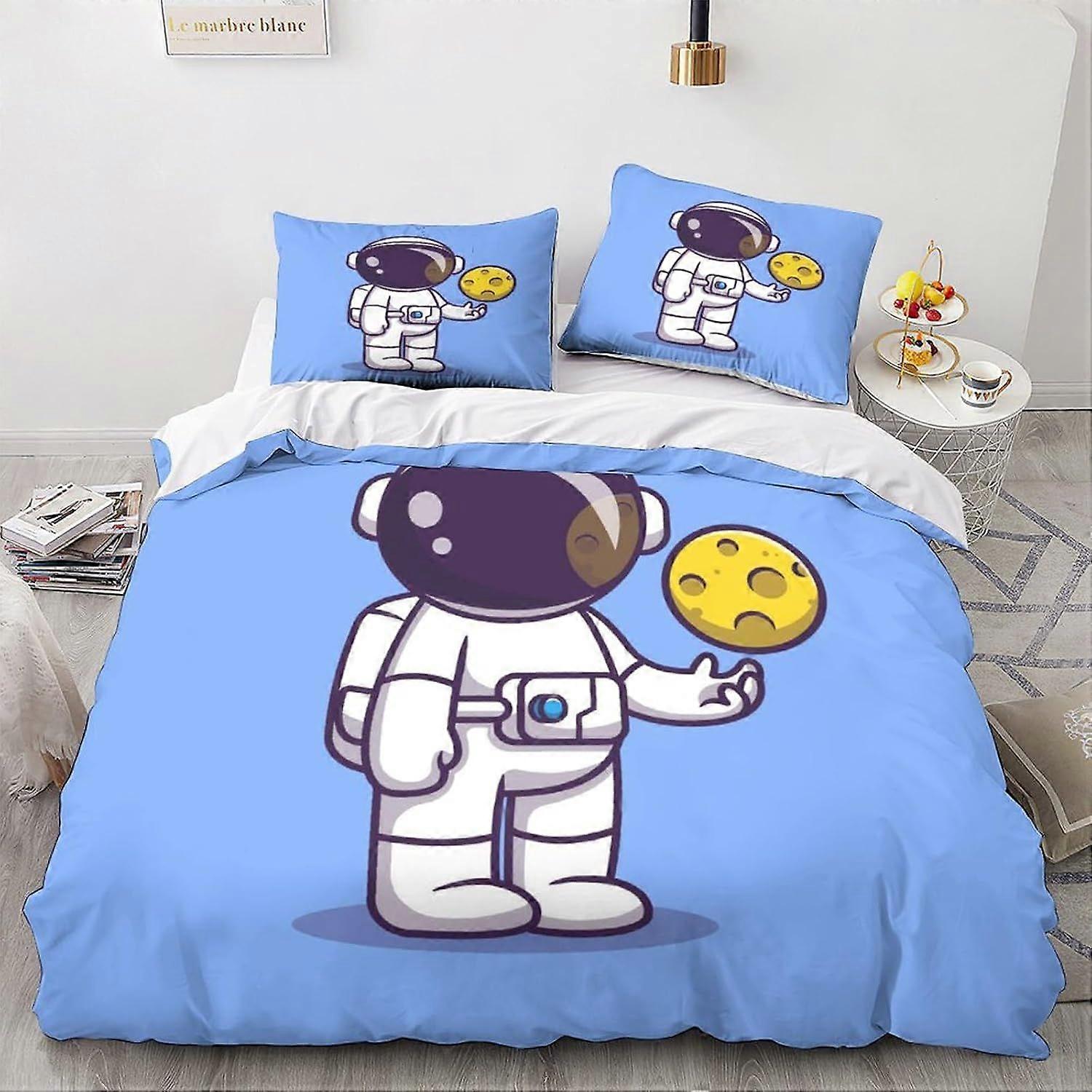 مجموعة أغطية السرير للفضاء رواد الفضاء الشباب 3D مجموعة غطاء لحاف الفضاء للأطفال الأولاد والبنات مجموعة سرير الكرتون مجموعة أغطية سرير ديكور جميلة من 3