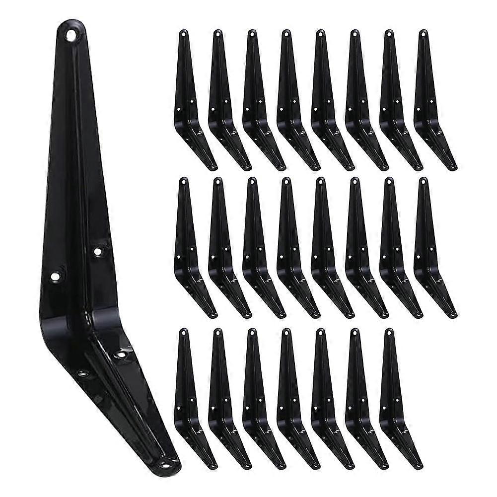 24pcs Shelf Brackets 6 Inch Floating Shelf Bracket for Wood Black Metal L Bracket for Shelves Support