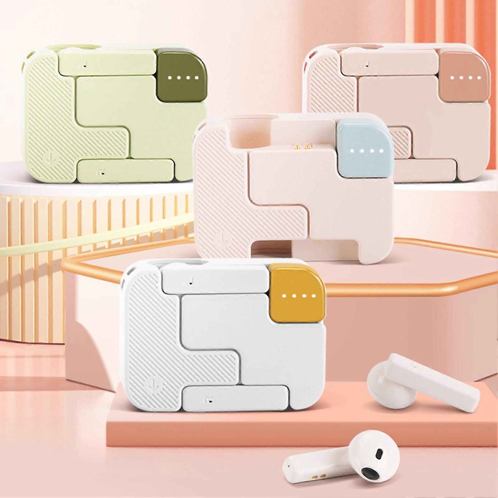 SUSUchens Bluetooth-compatible Earphones with High-Sensitivity Microphone Intelligent Noise Reduction Two-Way Dynamic Speakers Music Earbuds Beige