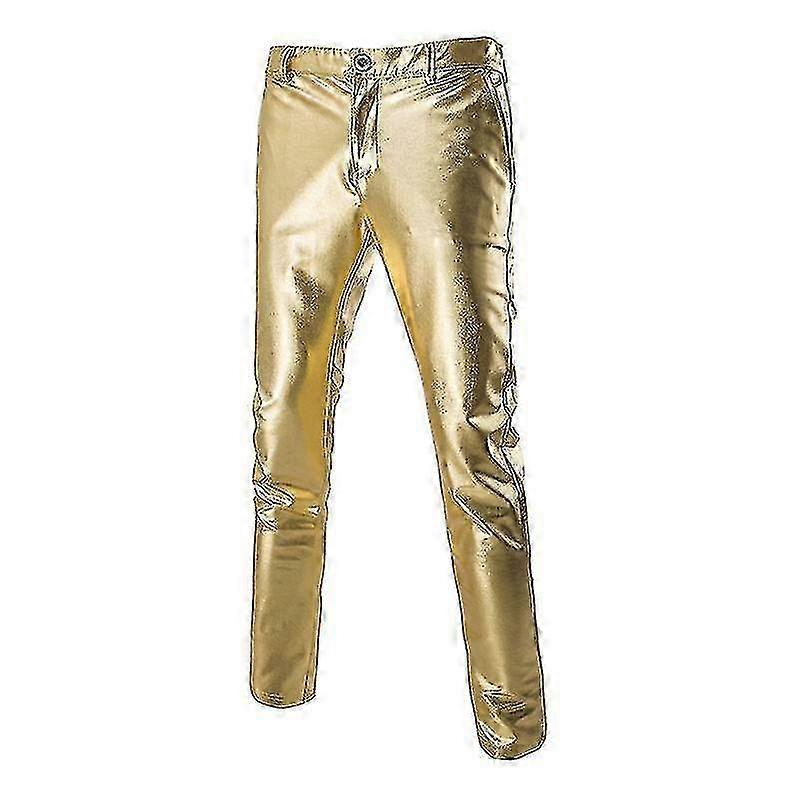 Men's Gilt-Lined Performance Casual Trousers with Glossy Finish