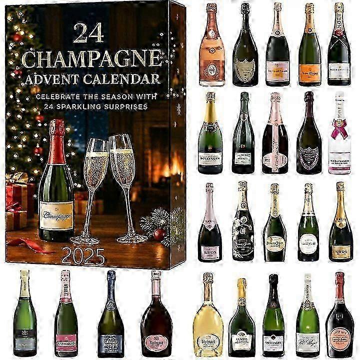 Champagne Advent Calendar, 24 Days of Champagne Christmas Countdown Calendar 2025, Each Door Opens a