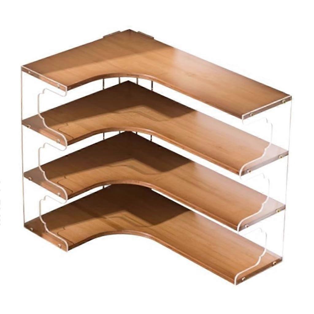 Bamboo Corner Shelf Rack 4Tier Countertop Coffee Mug and Spice Organizer for Kitchen