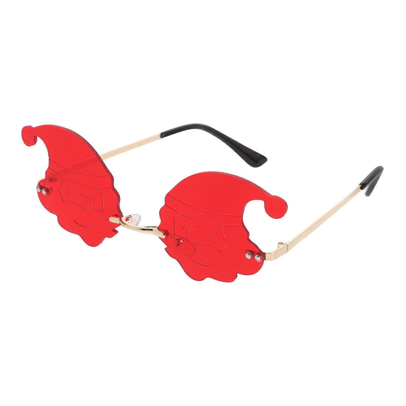 Fun Rimless Christmas Sunglasses for Holiday Party Favor Creative Santa Claus Glasses Decor Portable Xmas Themed Photo Prop Decorative Sunglasses for 