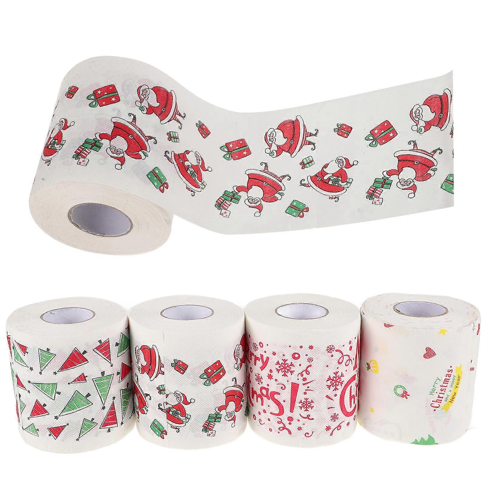 Christmas Joke Toilet Roll Double Layer for Festive Bathroom Use 4 Rolls