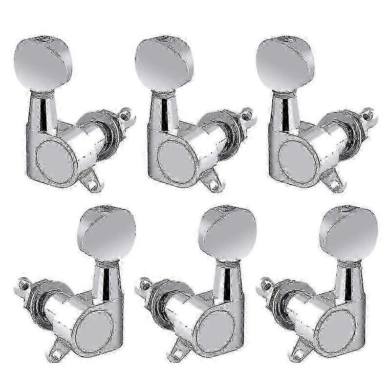 6Pcs Guitar String Tuning Pegs 3R+3L Tuner Machine Heads 1:14 Ratio Guitar Tuning Tuners Head Replacement with Screws